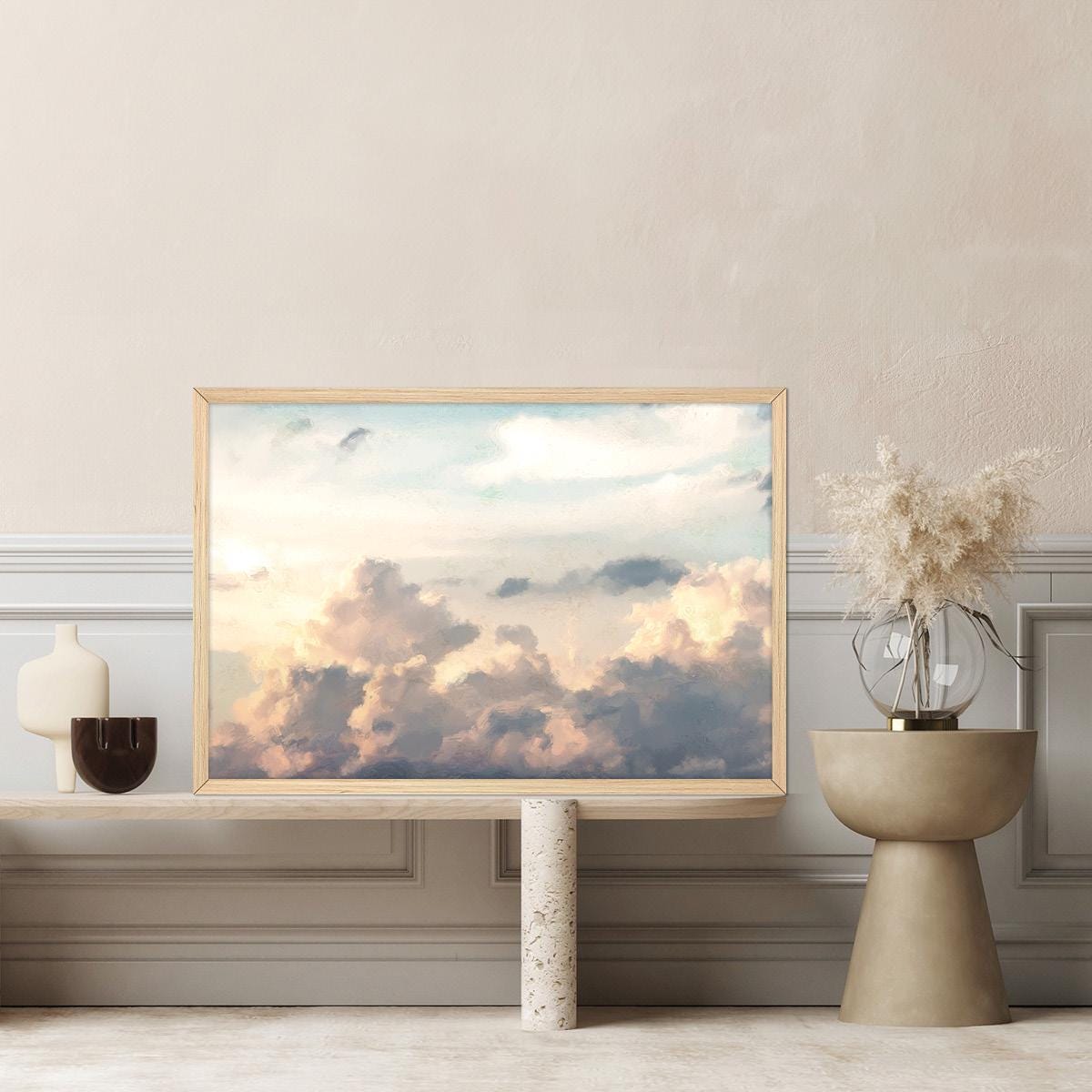 Vintage Cloud Canvas Print: Nature Inspired Neutral Modern Wall Art