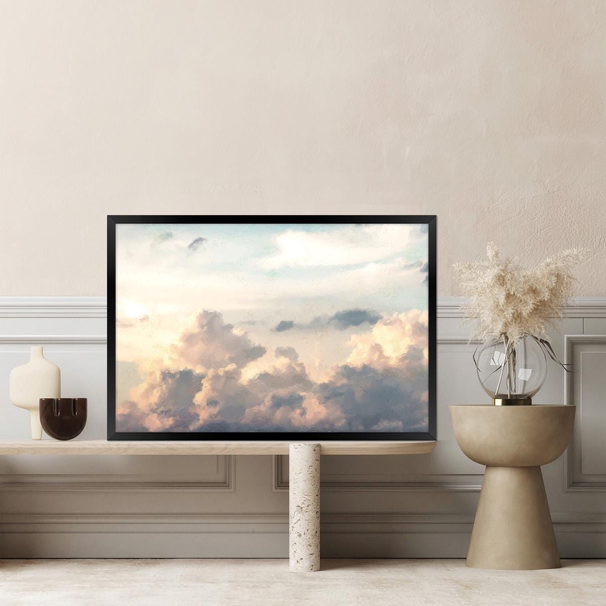 Vintage Cloud Canvas Print: Nature Inspired Neutral Modern Wall Art