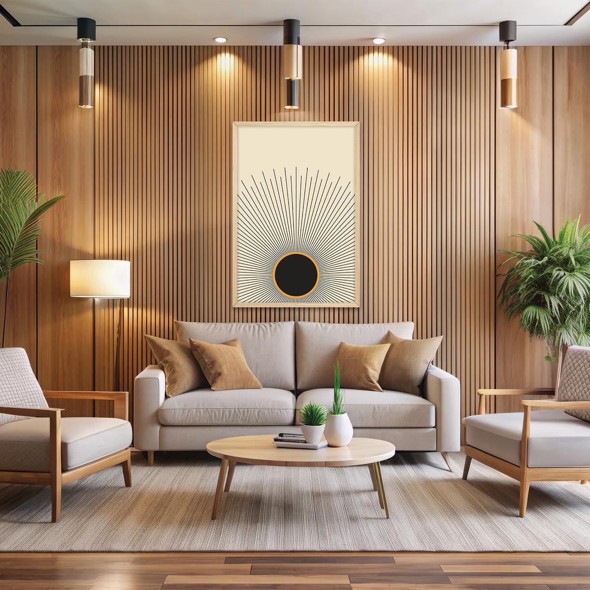 Rising Sun Modern Boho Canvas Print | Vintage Boho Celestial Wall Art | Framed Option Available