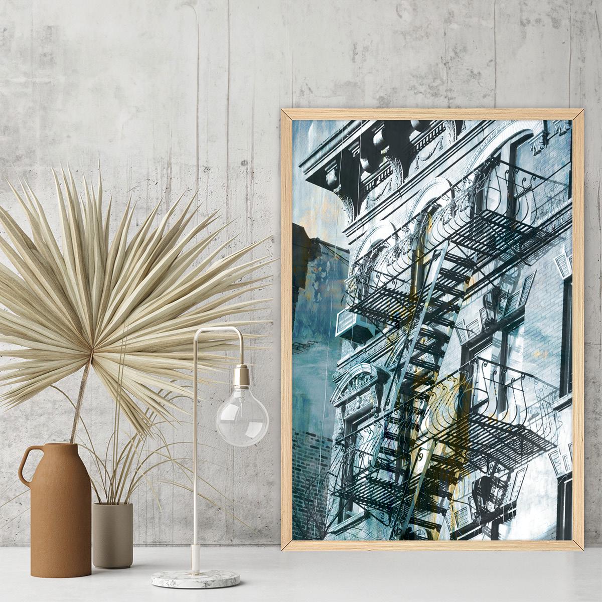 Abstract City Scene Urban Canvas Print Wall Art with Framed Options, Modern Home Decor