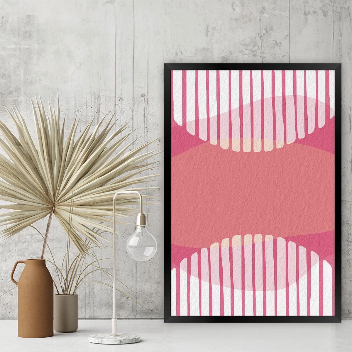 Pink Geometric Abstract Canvas Print - Modern Archival Wall Art