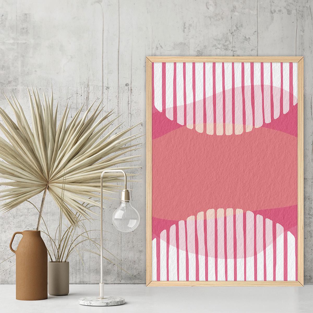 Pink Geometric Abstract Canvas Print - Modern Archival Wall Art