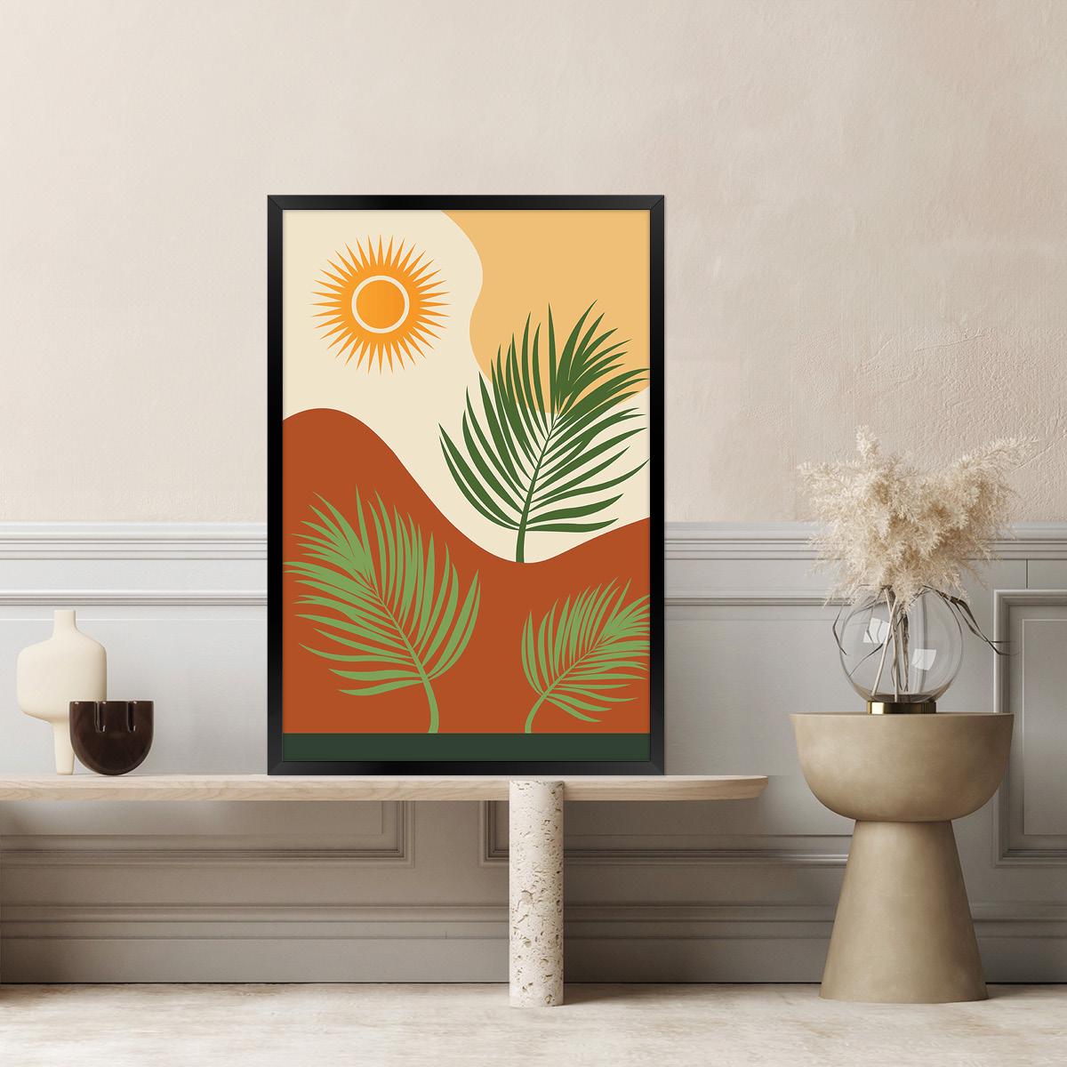Boho Palm Tree Canvas Art Print: Southwestern Landscape Wall Art