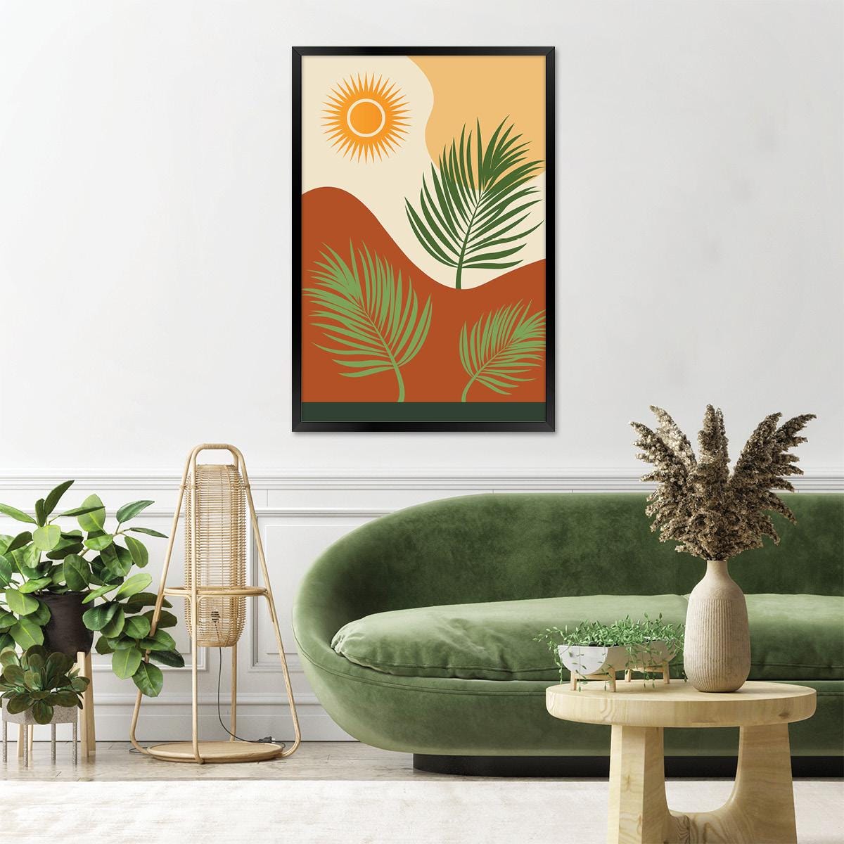 Boho Palm Tree Canvas Art Print: Southwestern Landscape Wall Art
