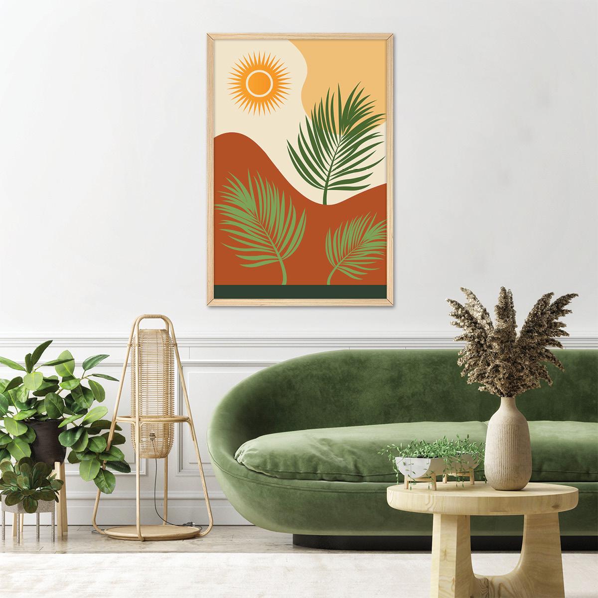 Boho Palm Tree Canvas Art Print: Southwestern Landscape Wall Art