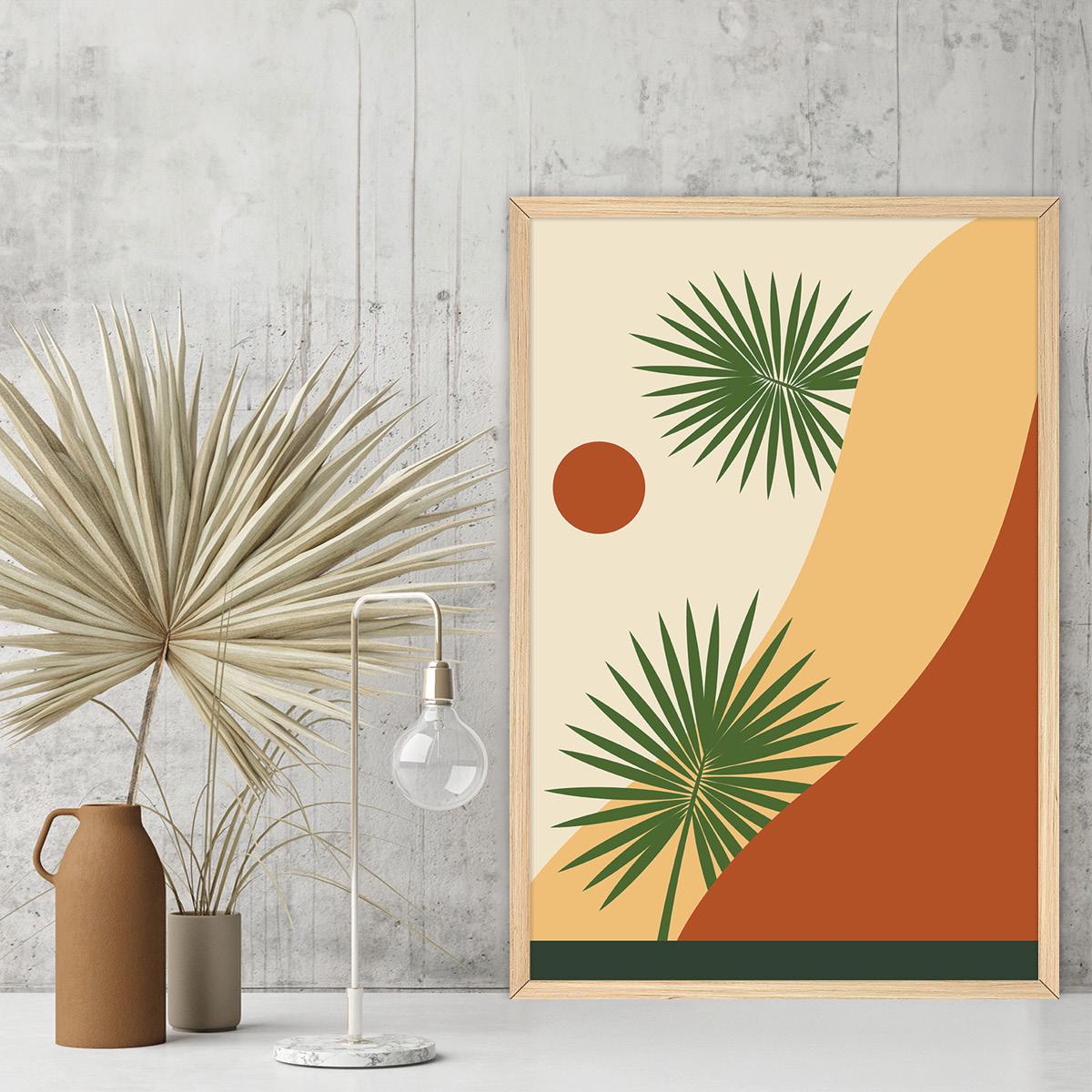 Boho Palm Tree Canvas Art: Southwestern Desert Landscape Print