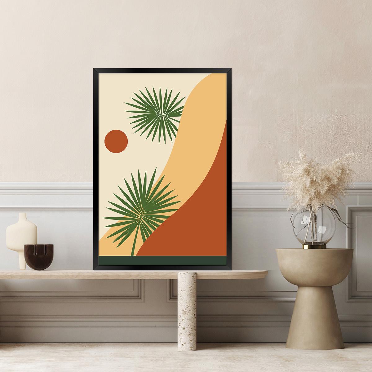 Boho Palm Tree Canvas Art: Southwestern Desert Landscape Print
