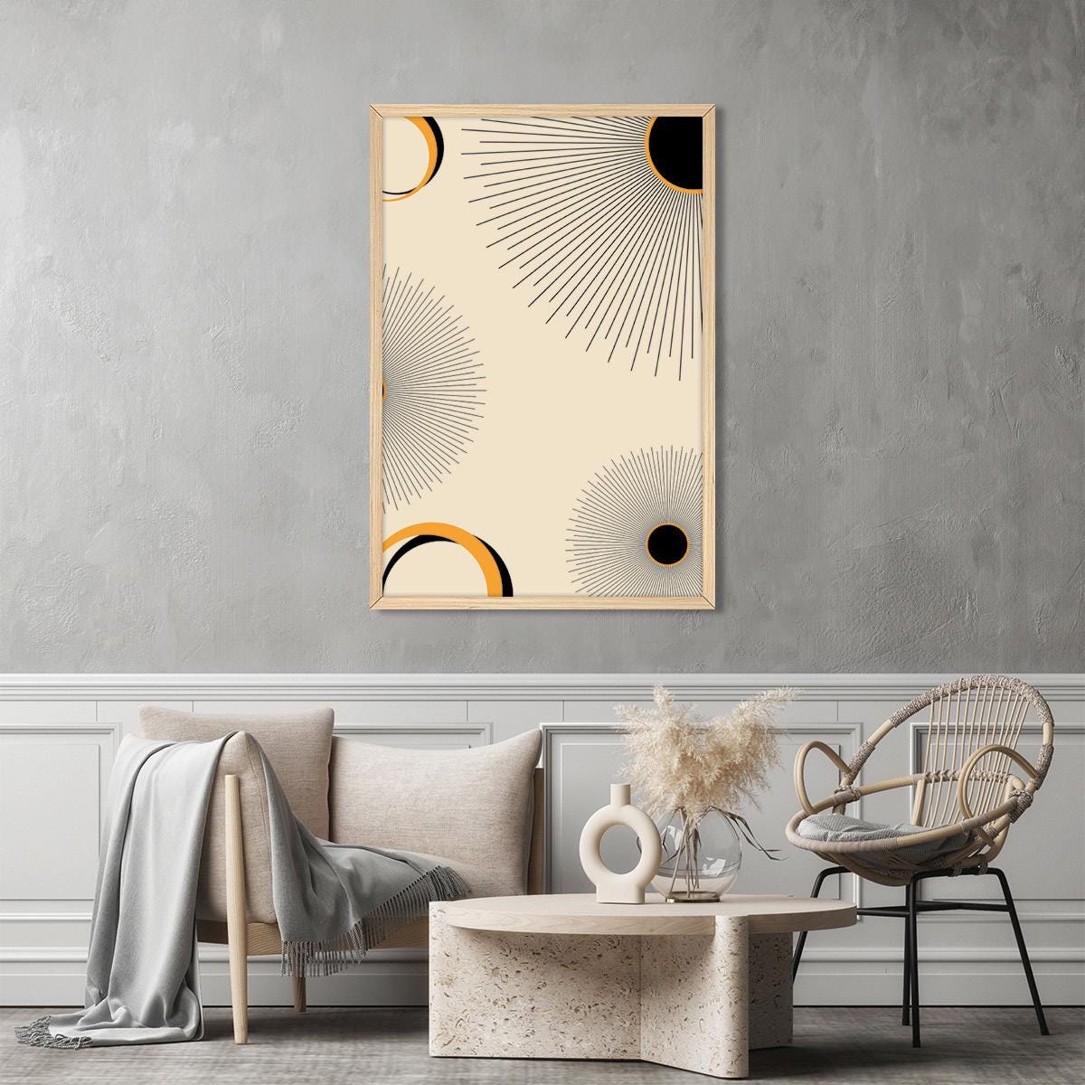 Abstract Sunburst Canvas Print: Modern Boho Rising Sun Celestial Artwork