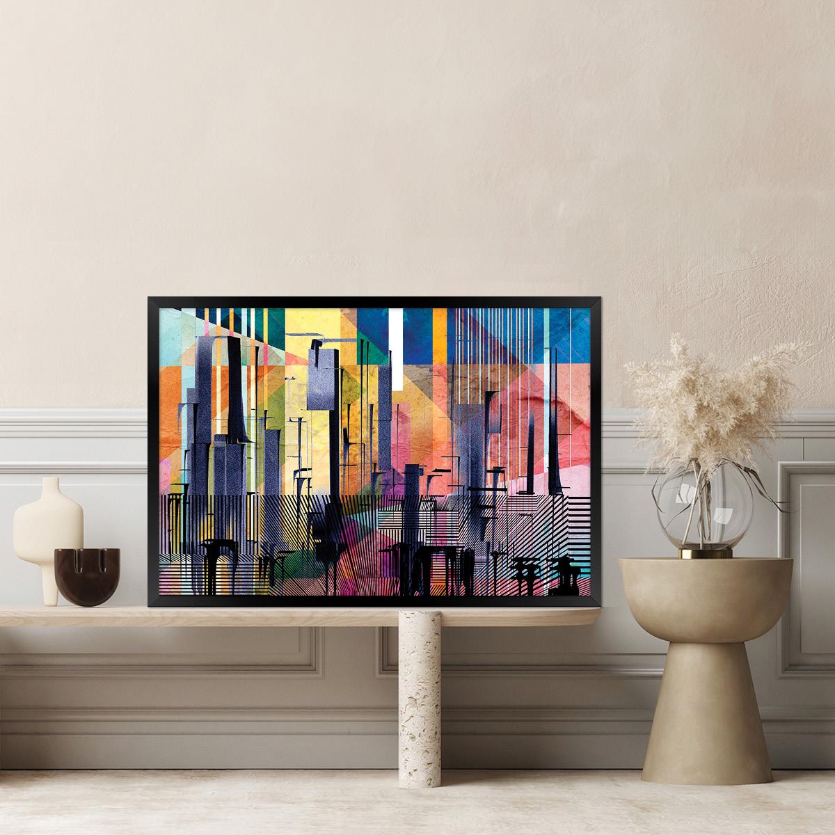 Colorful Abstract Cityscape Canvas Print - Pop Art Home Decor