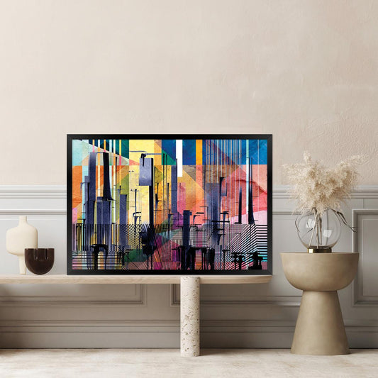 Colorful Abstract Cityscape Canvas Print - Pop Art Home Decor