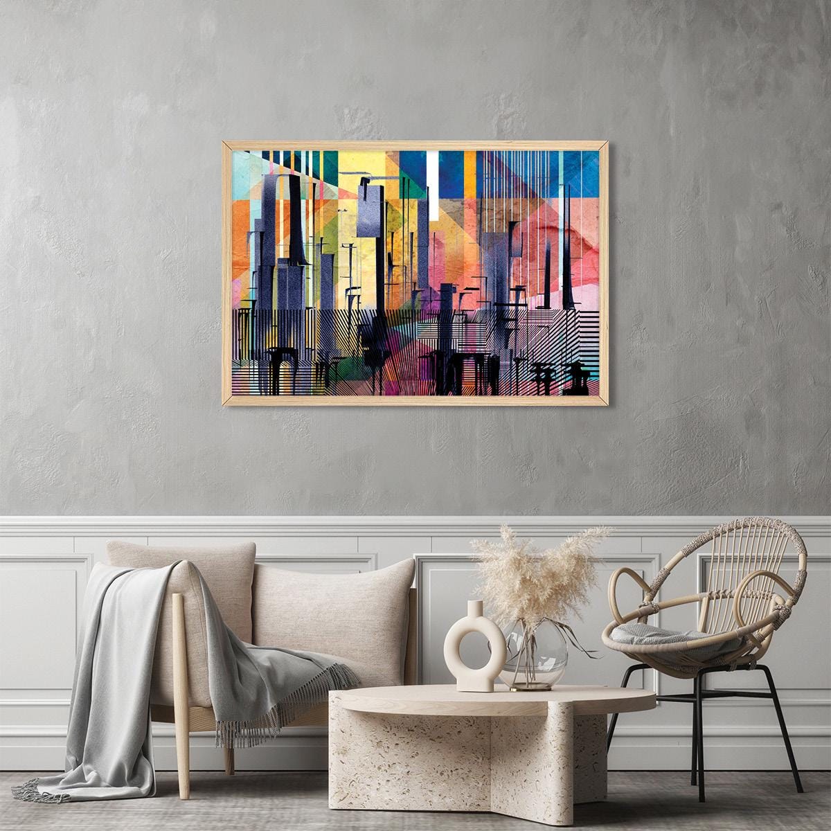 Colorful Abstract Cityscape Canvas Print - Pop Art Home Decor