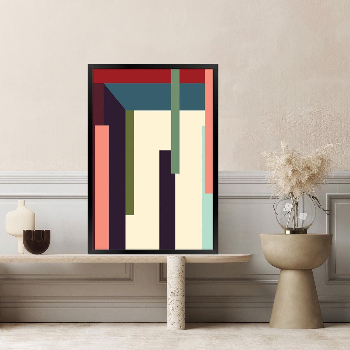Abstract Geometric Lines Canvas Print - Modern Colorful Wall Art