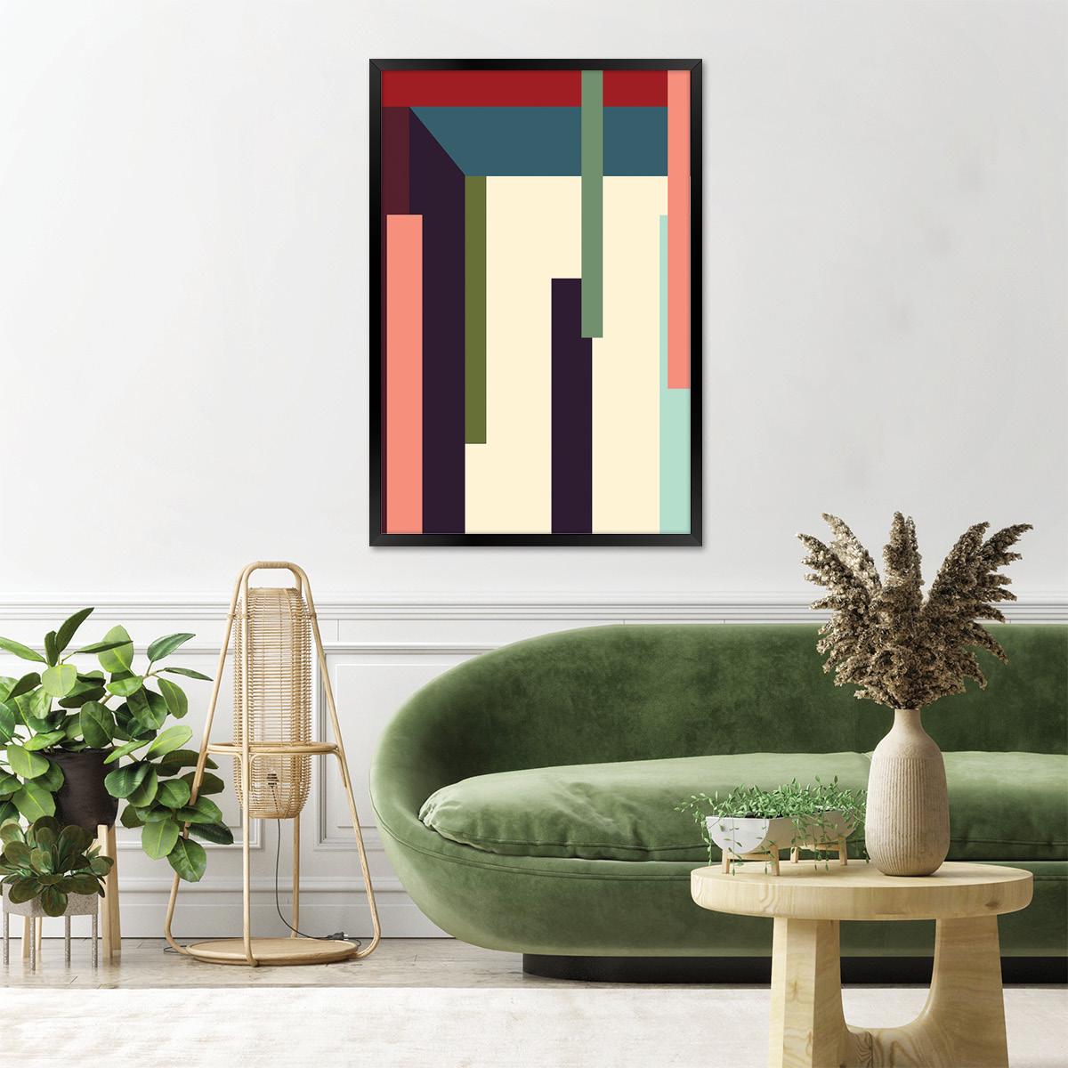 Abstract Geometric Lines Canvas Print - Modern Colorful Wall Art