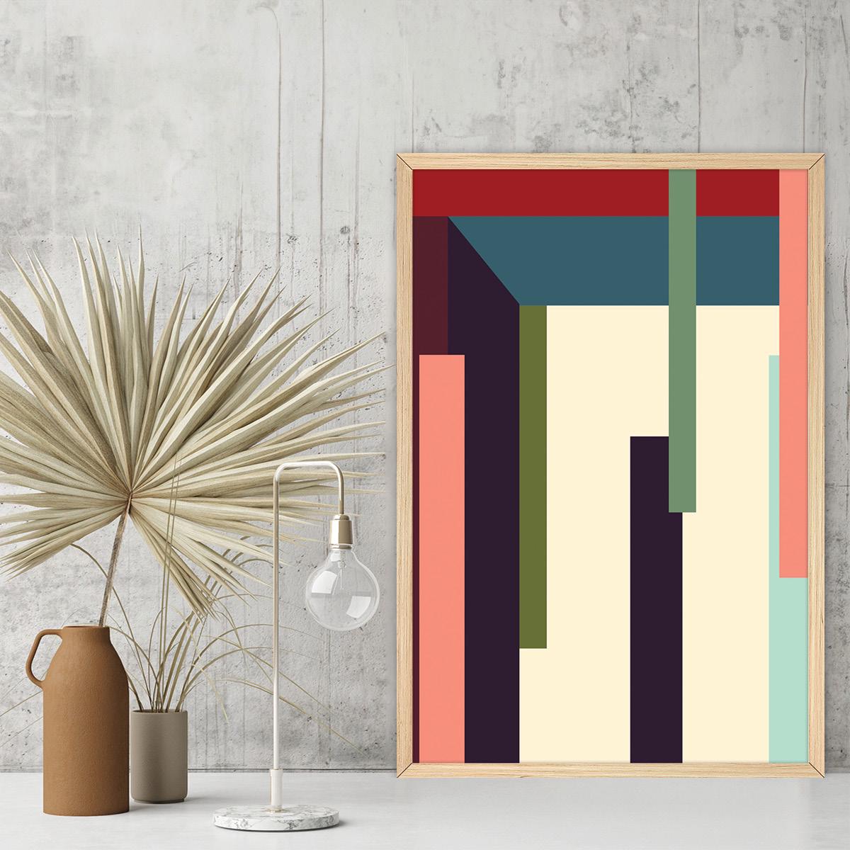 Abstract Geometric Lines Canvas Print - Modern Colorful Wall Art