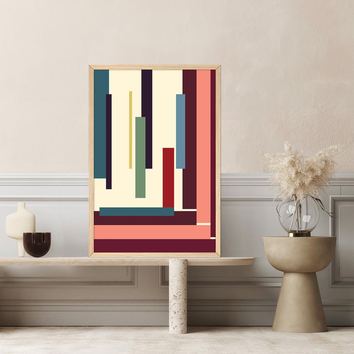 Abstract Geometric Lines Canvas Print: Modern Maximalist Wall Art