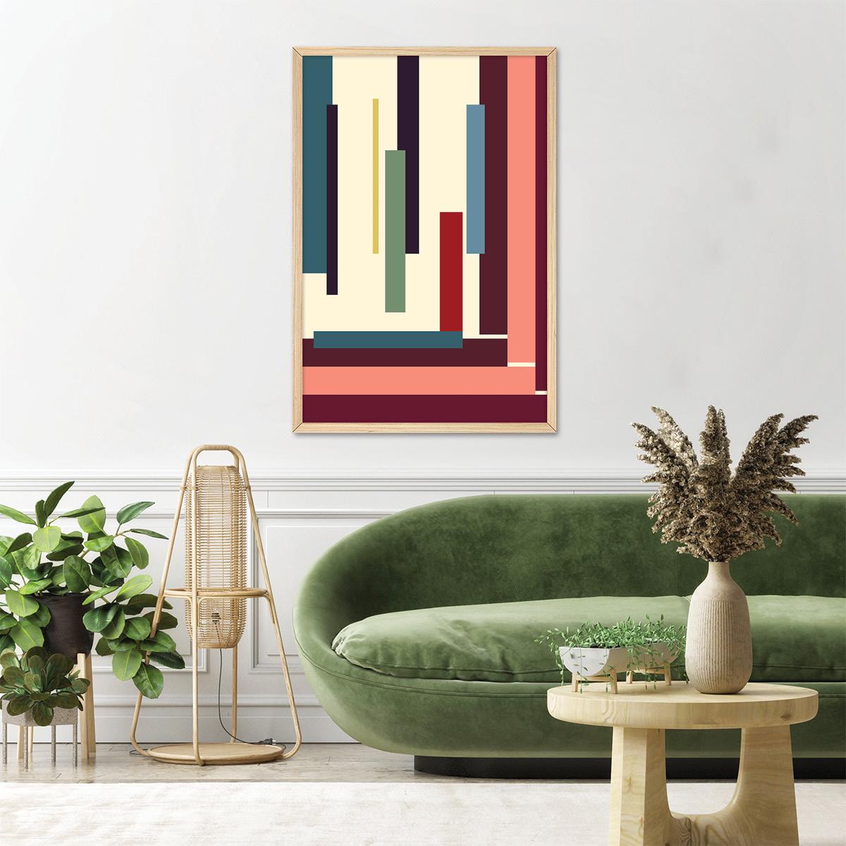 Abstract Geometric Lines Canvas Print: Modern Maximalist Wall Art