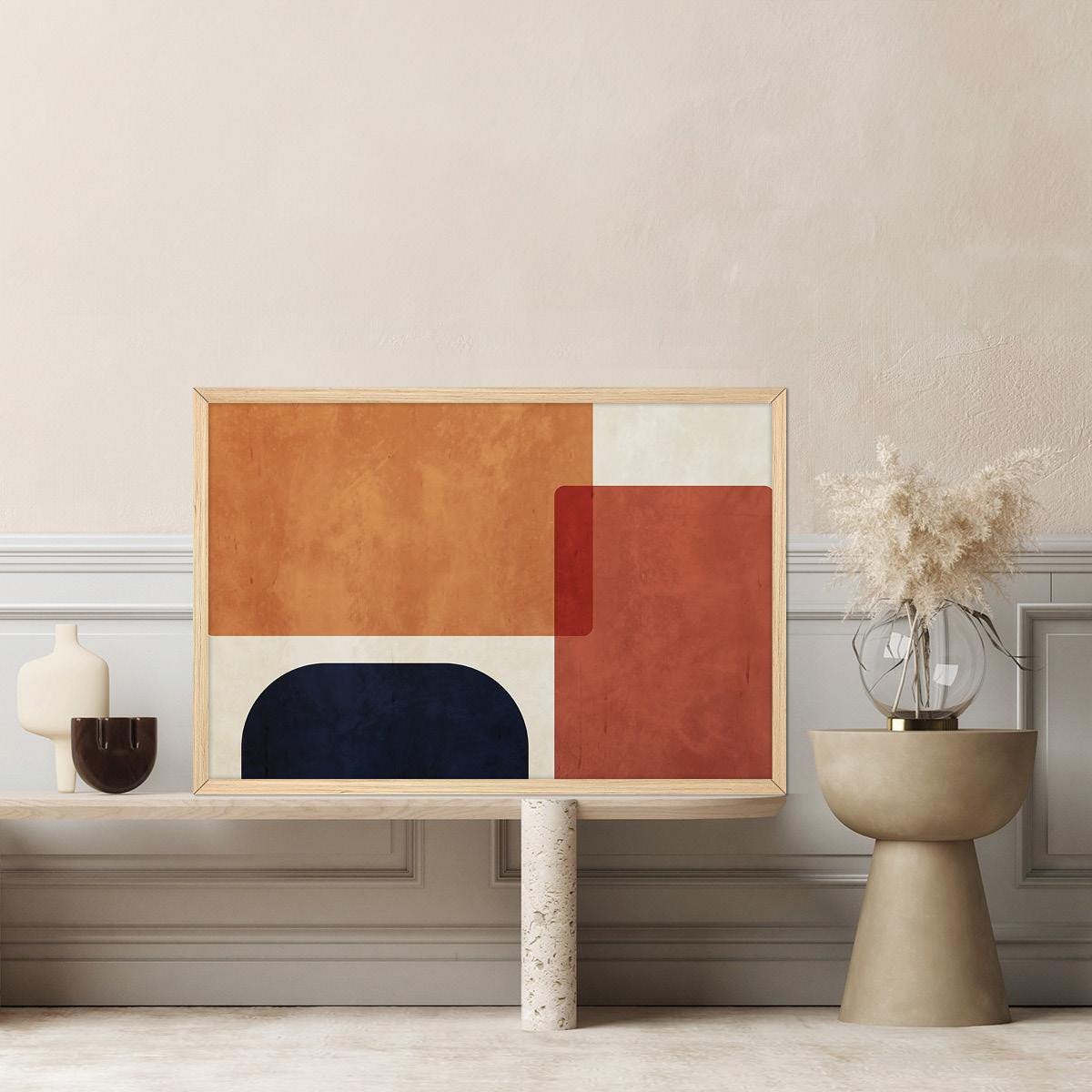 Earth Tone Geometric Canvas Print: Modern Autumn Wall Art