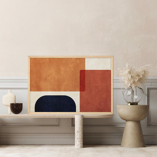 Earth Tone Geometric Canvas Print: Modern Autumn Wall Art