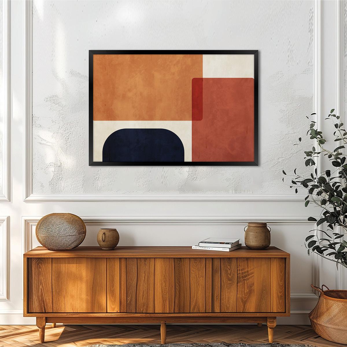 Earth Tone Geometric Canvas Print: Modern Autumn Wall Art