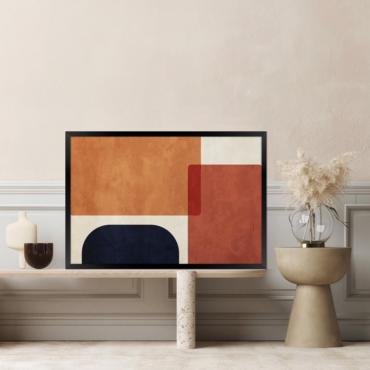 Earth Tone Geometric Canvas Print: Modern Autumn Wall Art