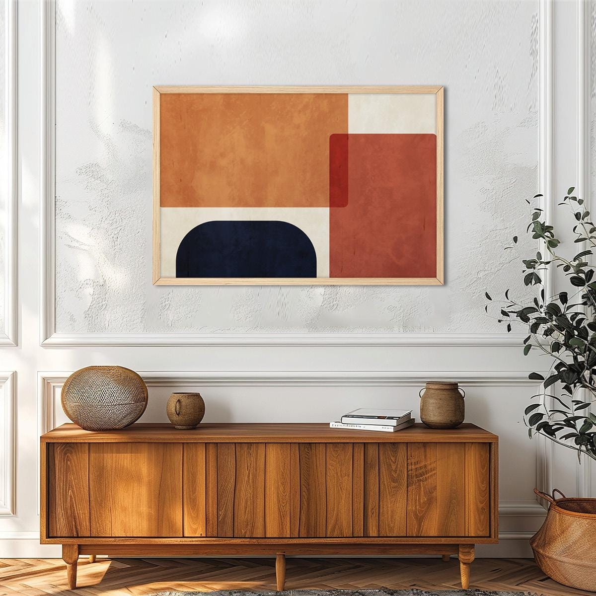 Earth Tone Geometric Canvas Print: Modern Autumn Wall Art