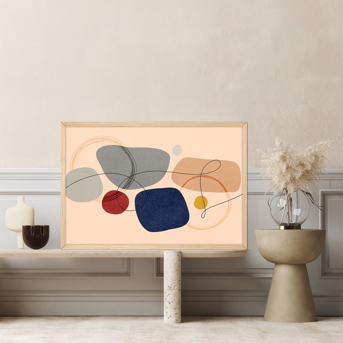 Abstract Shapes Canvas Print: Modern Minimalist Colorful Wall Art