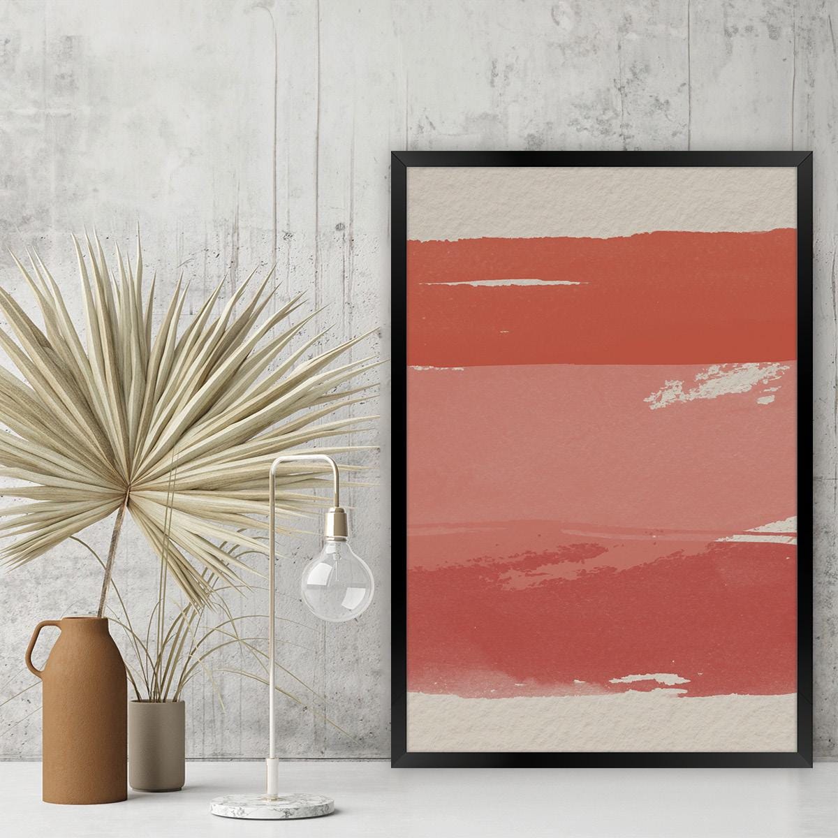 Red Abstract Brush Stroke Canvas Print: Modern Minimalist Wall Art