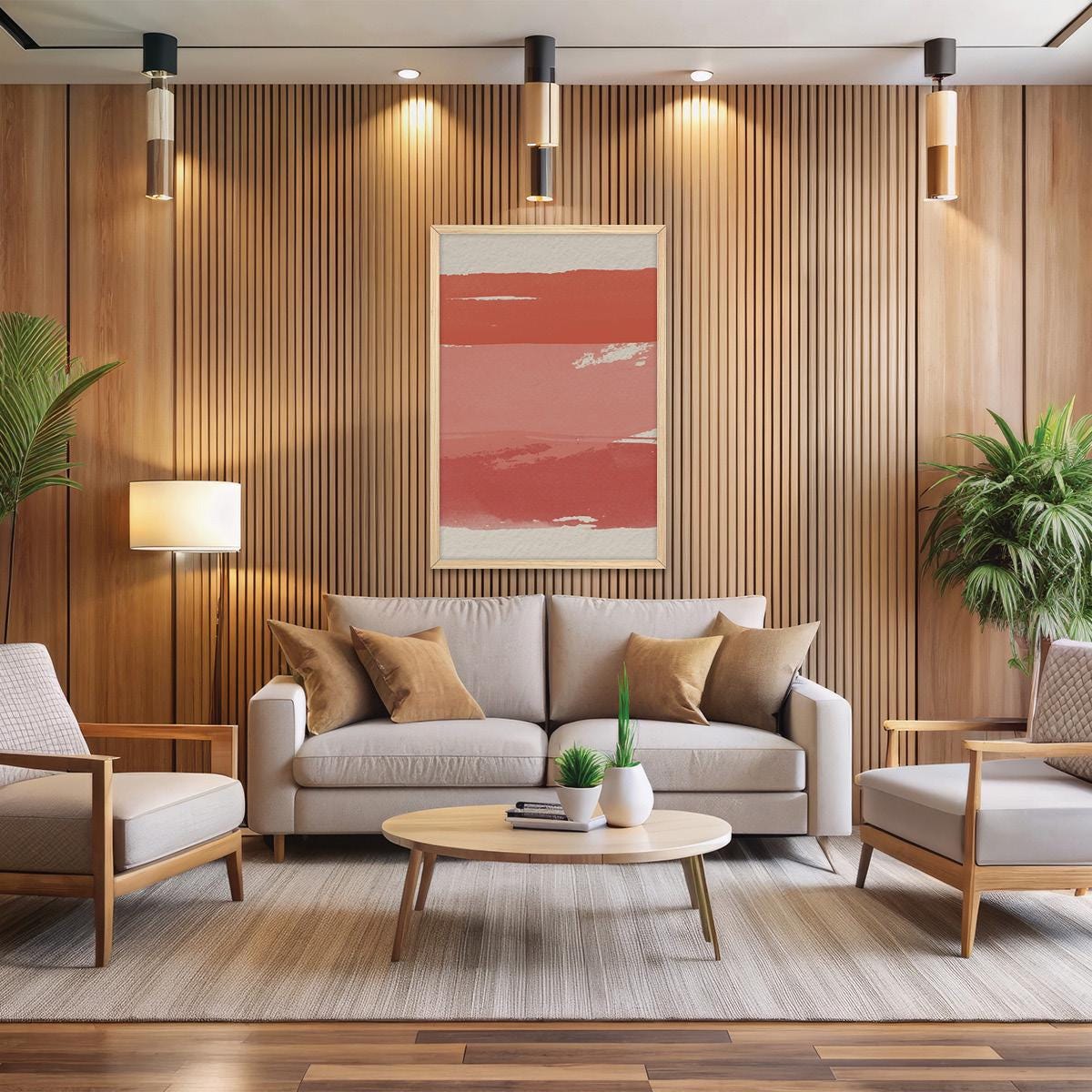 Red Abstract Brush Stroke Canvas Print: Modern Minimalist Wall Art