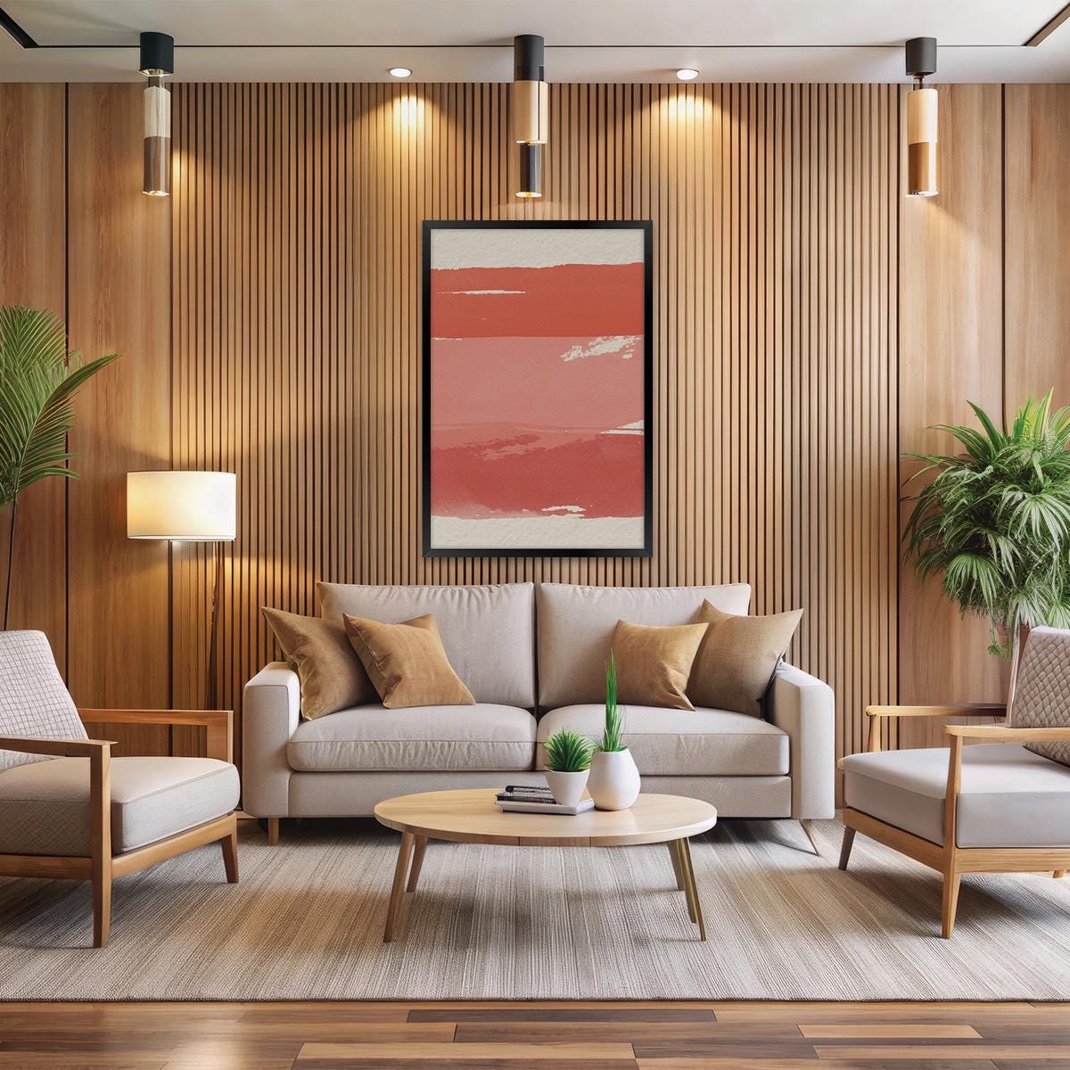 Red Abstract Brush Stroke Canvas Print: Modern Minimalist Wall Art