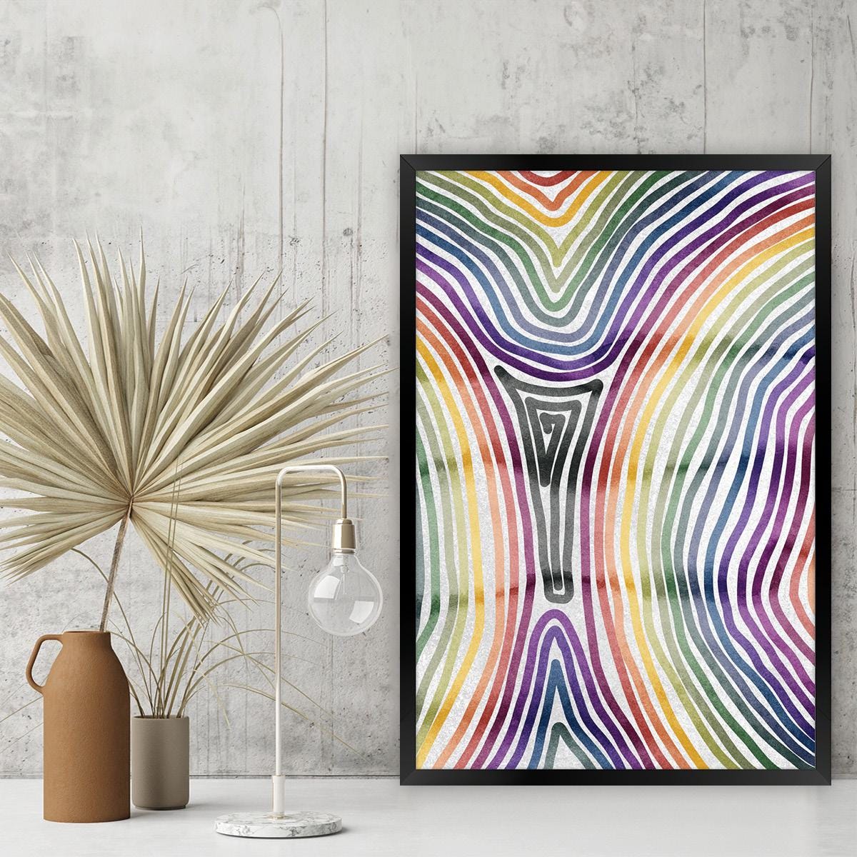 Rainbow Lines Canvas Print: Colorful Modern Home Decor, Contemporary Wall Art