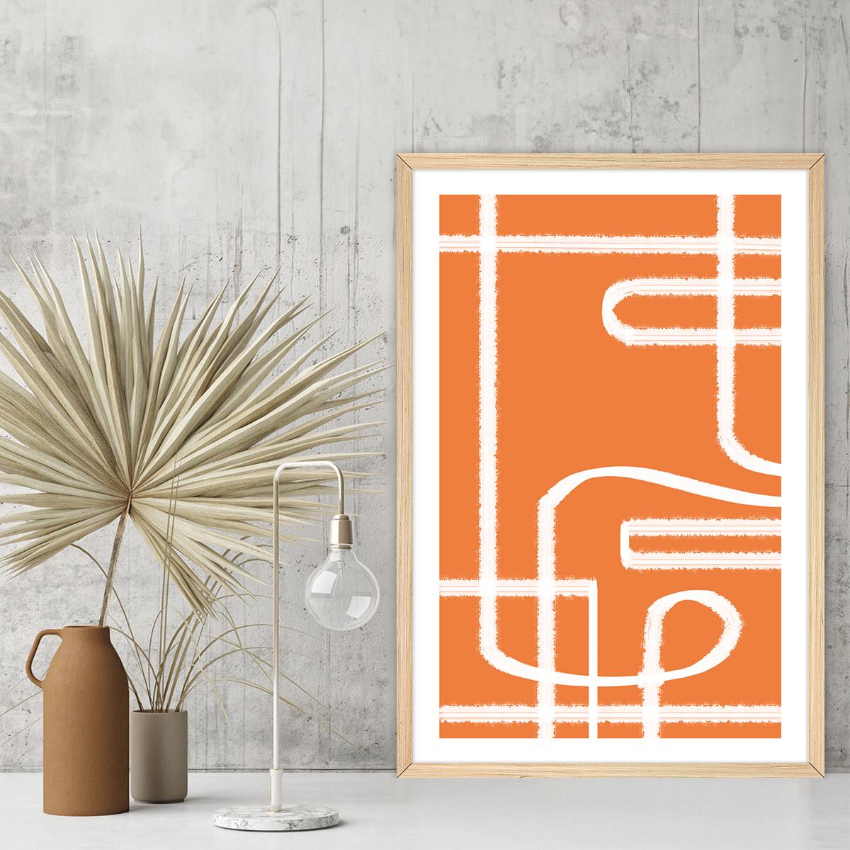 Orange Abstract Lines Canvas Print: Modern Wall Art