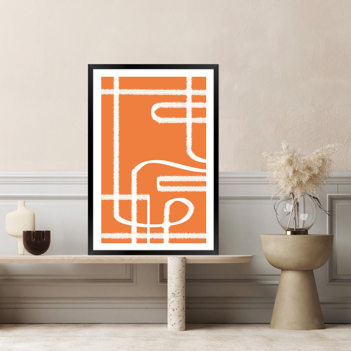 Orange Abstract Lines Canvas Print: Modern Wall Art