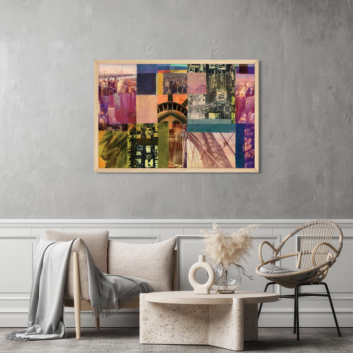 New York City Collage Canvas Print – Urban Modern Wall Art, Framed Option