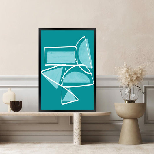 Blue Geometric Abstract Canvas Print: Modern Colorful Wall Art, Framed Options Available