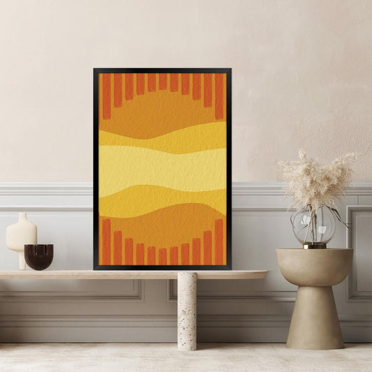 Colorful Abstract Canvas Print: Yellow Sunset Modern Home Decor, Framed Options Available