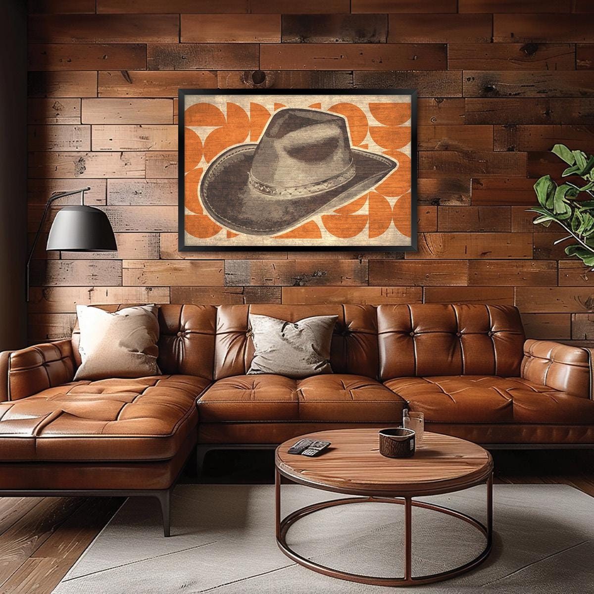 Vintage Western Cowboy Hat Canvas Print - Rustic Farmhouse Americana Wall Art, Framed Options Available