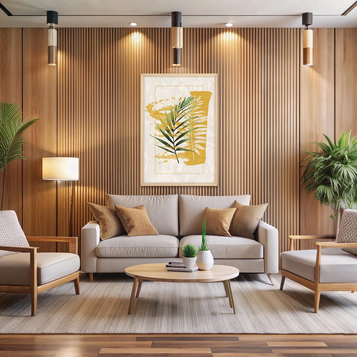 Modern Palm Leaf Canvas Art – Botanical Home Decor, Framed Artwork