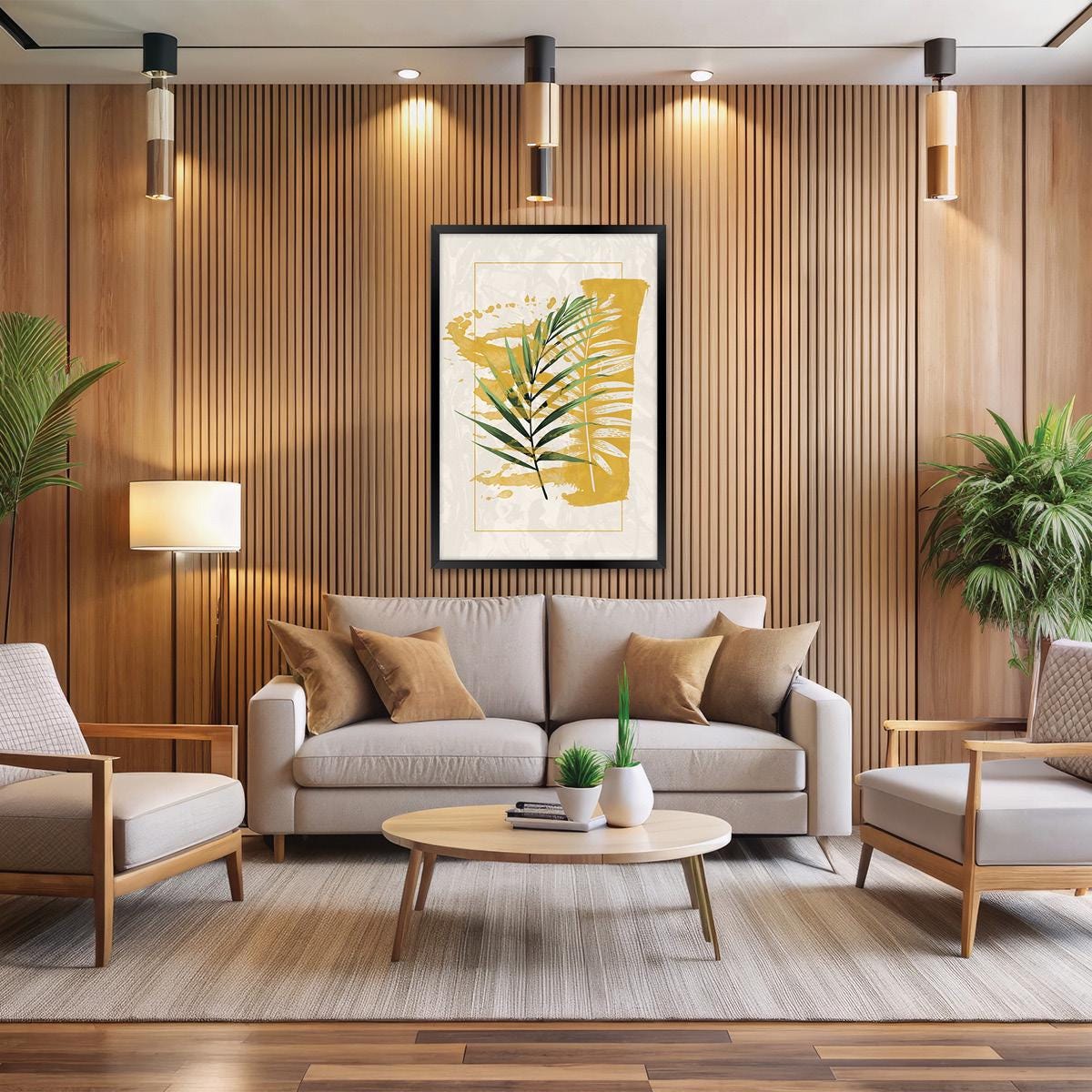 Modern Palm Leaf Canvas Art – Botanical Home Decor, Framed Artwork