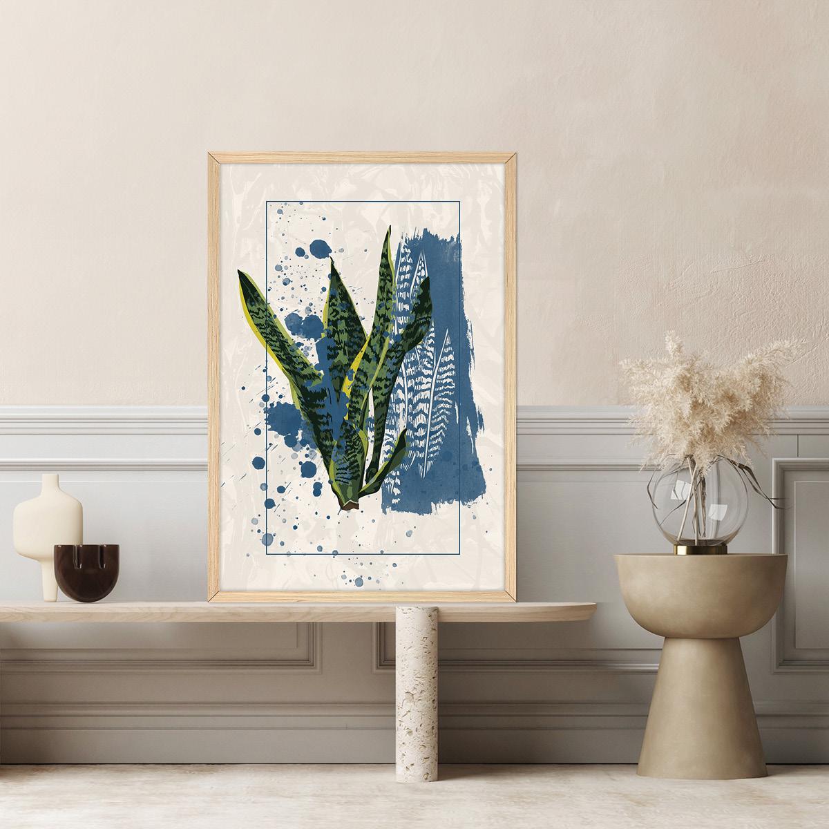 Modern Botanical Plant Canvas Art – Colorful Leaf Print, Framed Artwork