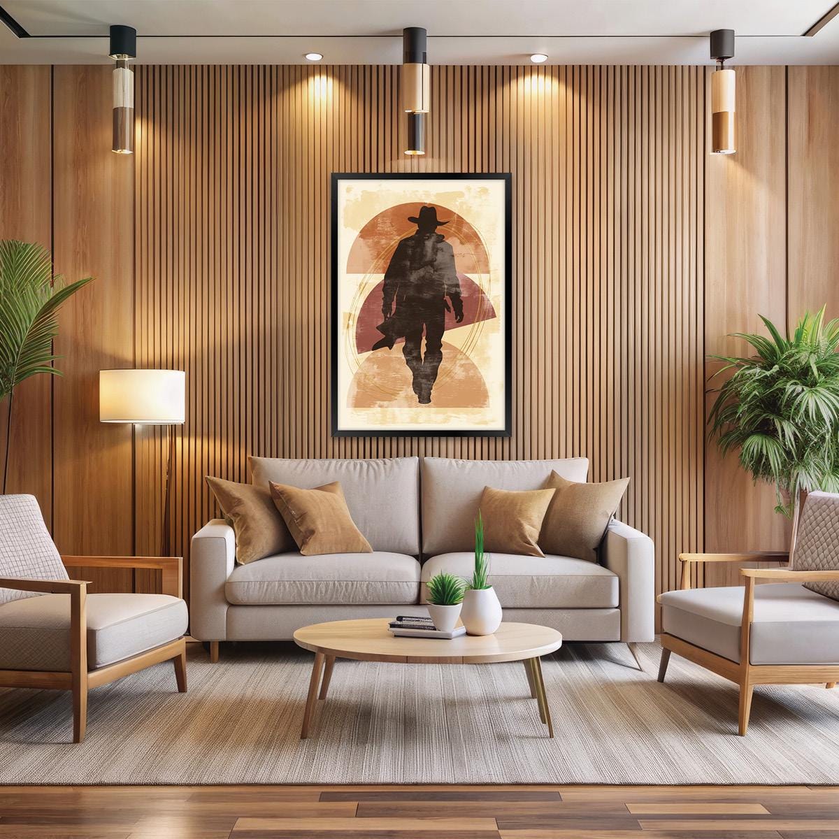 Vintage Western Cowboy Canvas Print - Rustic Farmhouse Americana Wall Art, Framed Options Available