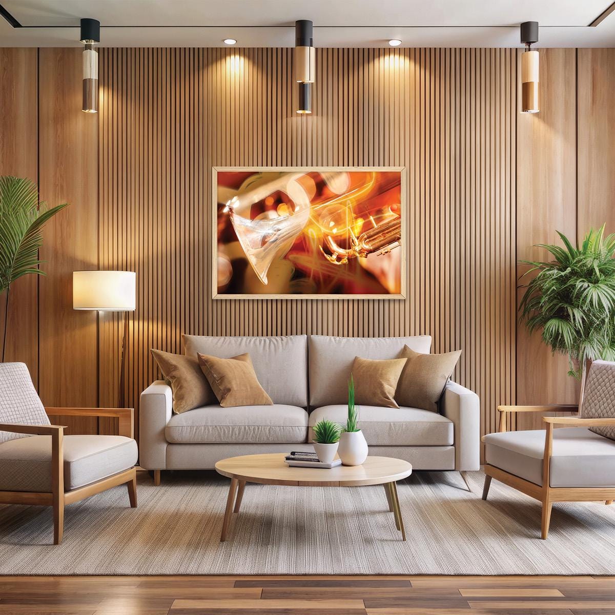 Abstract Jazz Inspired Wall Art - Music Lover Modern Home Decor, Trumpet Framed Artwork