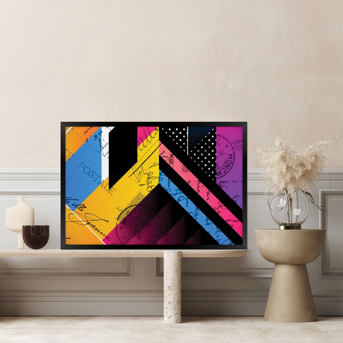 Geometric Abstract Canvas Print: Modern Colorful Wall Art, Framed Options Available