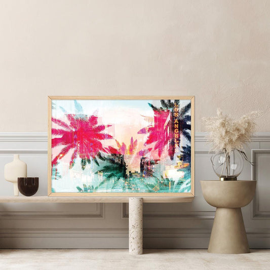 Abstract Colorful Palm Trees Canvas Print: Modern Coastal Wall Art, Framed Options Available