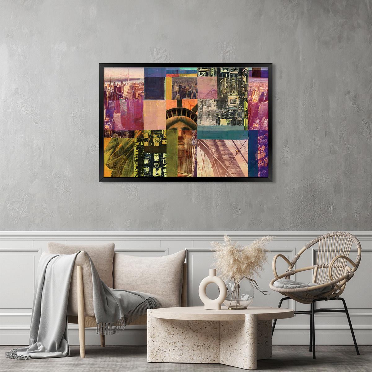 New York City Collage Canvas Print – Urban Modern Wall Art, Framed Option