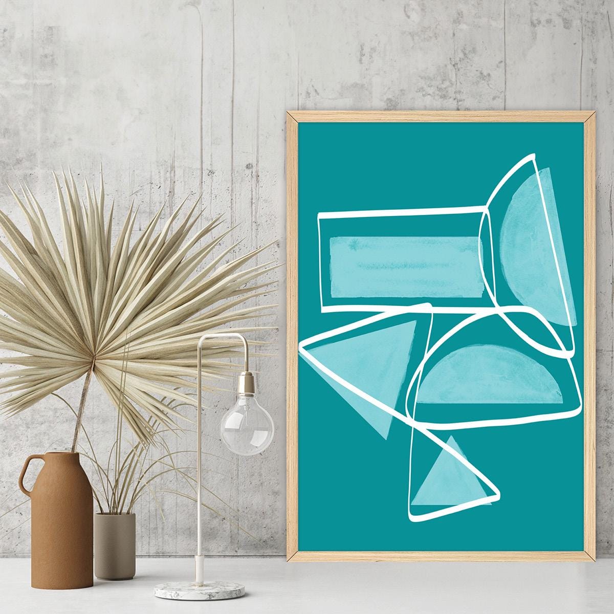 Blue Geometric Abstract Canvas Print: Modern Colorful Wall Art, Framed Options Available