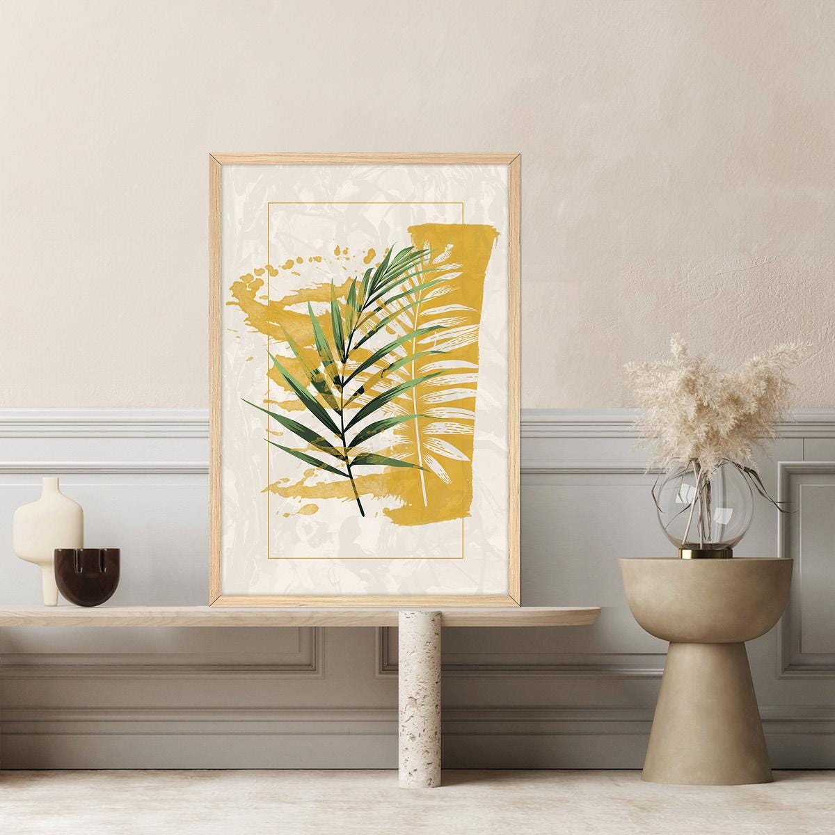 Modern Palm Leaf Canvas Art – Botanical Home Decor, Framed Artwork