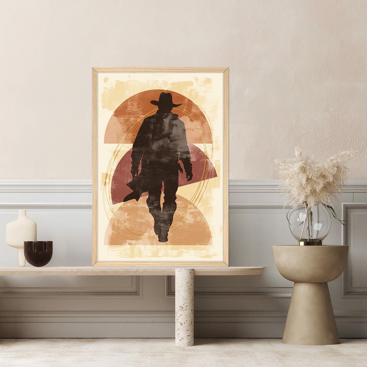 Vintage Western Cowboy Canvas Print - Rustic Farmhouse Americana Wall Art, Framed Options Available
