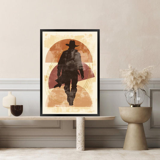 Vintage Western Cowboy Canvas Print - Rustic Farmhouse Americana Wall Art, Framed Options Available