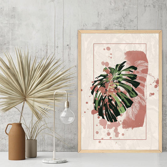 Modern Plant Leaf Canvas Wall Art - Colorful Botanical Home Decor, Nature Inspired Framed Artwork