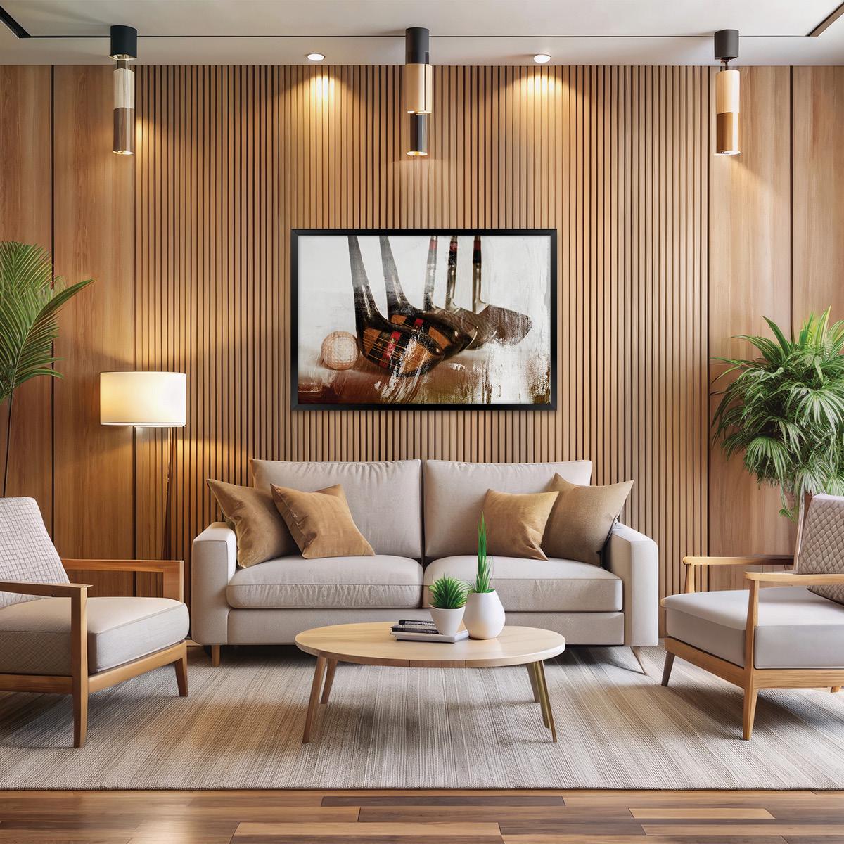 Modern Golf Club Wall Art - Man Cave Sports Home Decor, Framed Artwork